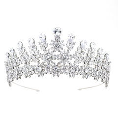 CUBIC ZIRCONIA COLLECTION - STARLET LUXE TIARA - AHB73 SILVER