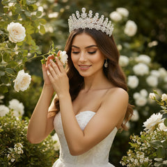 CUBIC ZIRCONIA COLLECTION - STARLET LUXE TIARA - AHB73 SILVER