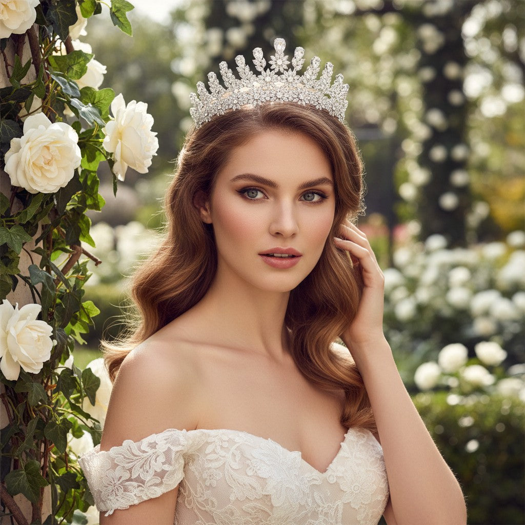 CUBIC ZIRCONIA COLLECTION - STARLET LUXE TIARA - AHB73 SILVER