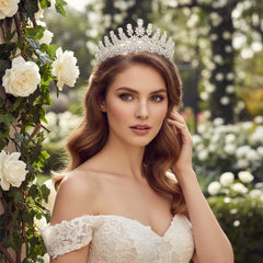 CUBIC ZIRCONIA COLLECTION - STARLET LUXE TIARA - AHB73 SILVER