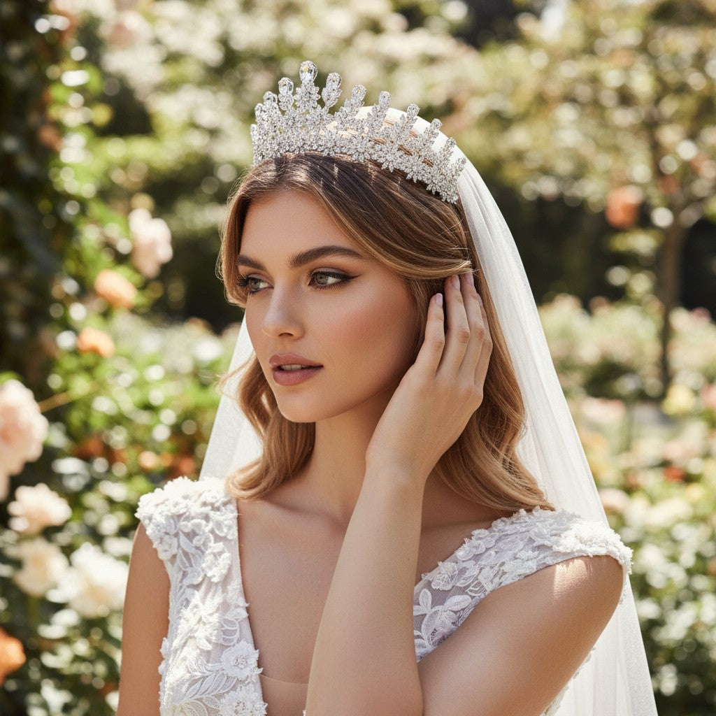 CUBIC ZIRCONIA COLLECTION - STARLET LUXE TIARA - AHB73 SILVER