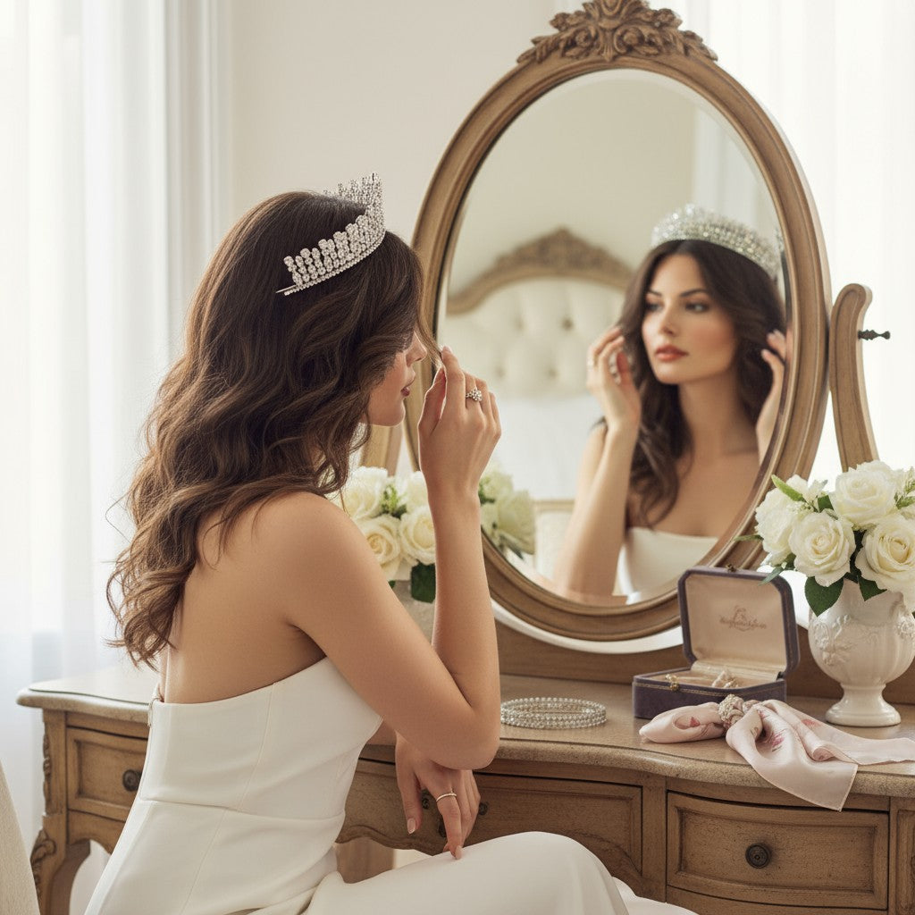 CUBIC ZIRCONIA COLLECTION - DIAMOND LUXE TIARA AHB74 SILVER