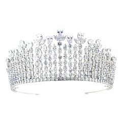 CUBIC ZIRCONIA COLLECTION - EXQUISITE REGAL TIARA - AHB126 SILVER