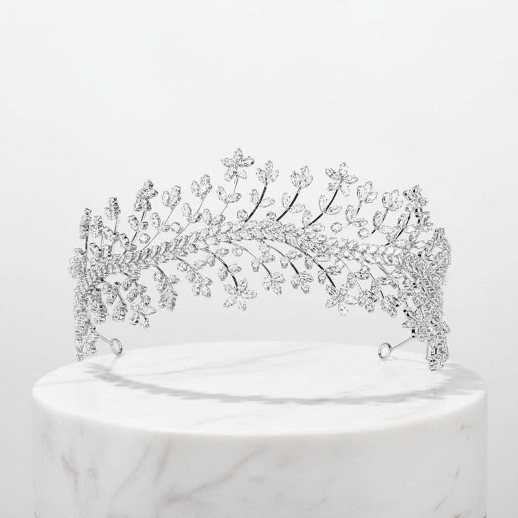 CUBIC ZIRCONIA COLLECTION - CRYSTAL ENCHANTMENT HEADPIECE - AHB78 SILVER