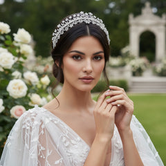 CUBIC ZIRCONIA COLLECTION - CRYSTAL ENCHANTMENT HEADPIECE - AHB78 SILVER