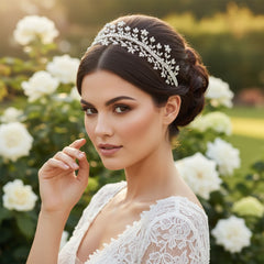 CUBIC ZIRCONIA COLLECTION - CRYSTAL ENCHANTMENT HEADPIECE - AHB78 SILVER