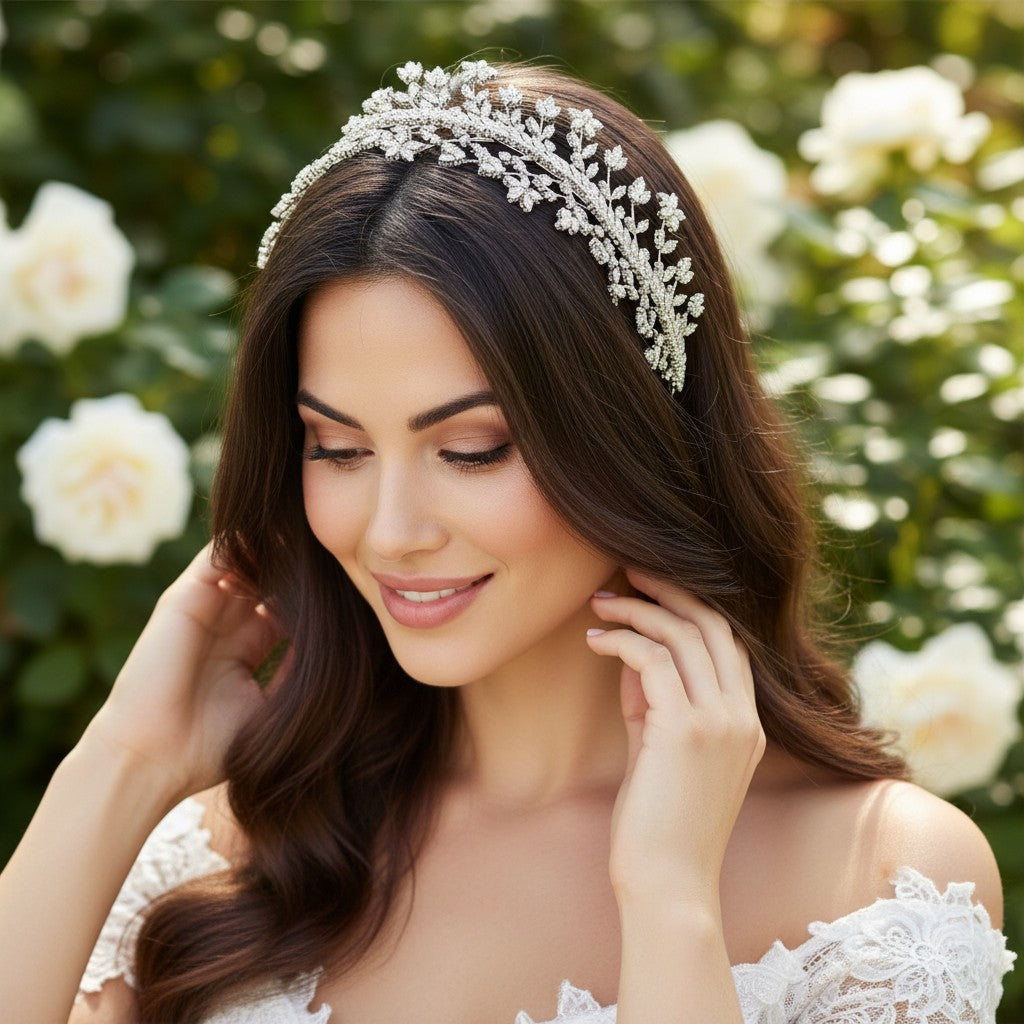 CUBIC ZIRCONIA COLLECTION - CRYSTAL ENCHANTMENT HEADPIECE - AHB78 SILVER