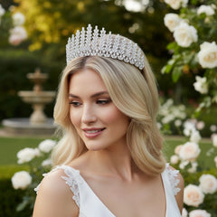 CUBIC ZIRCONIA COLLECTION - EXQUISITE RADIANT TIARA -AHB76