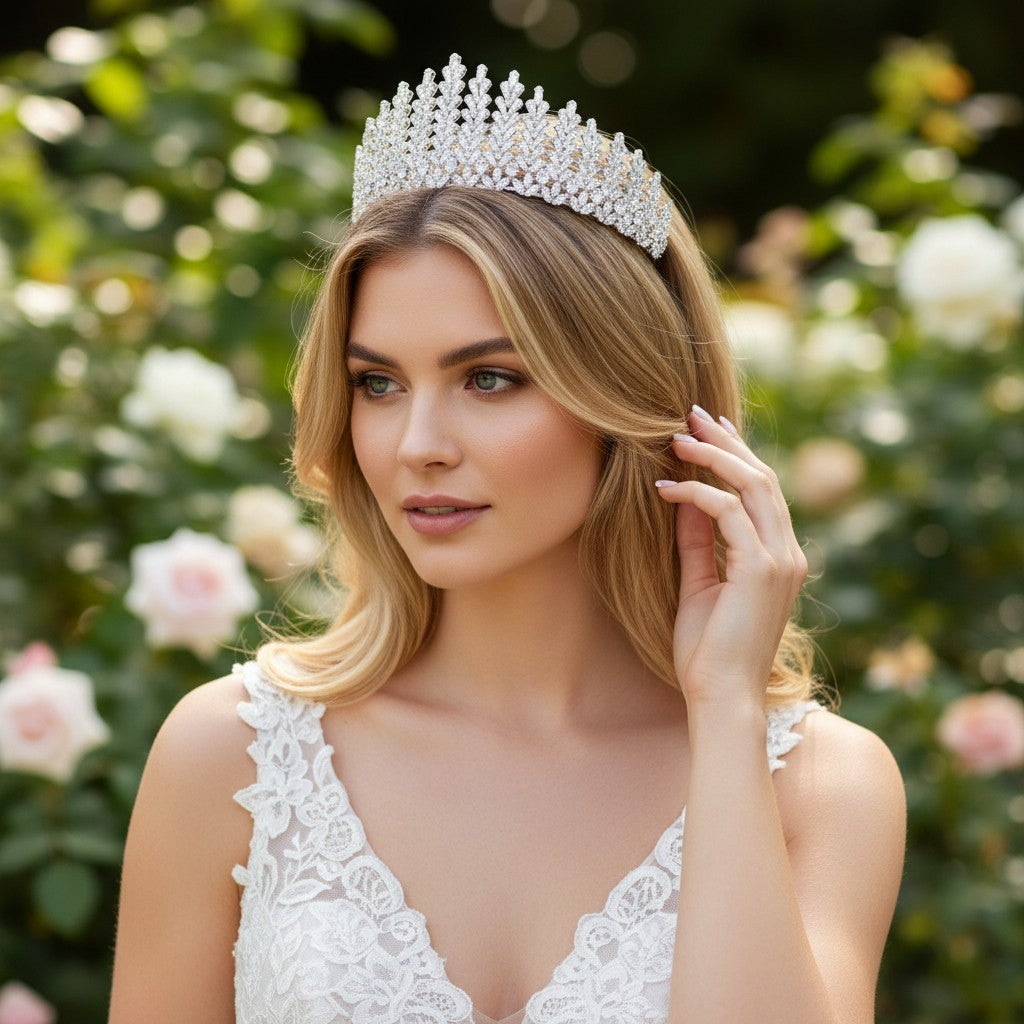 CUBIC ZIRCONIA COLLECTION - EXQUISITE RADIANT TIARA -AHB76
