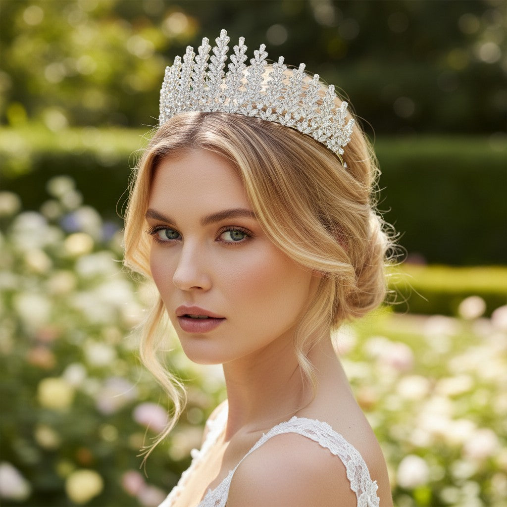 CUBIC ZIRCONIA COLLECTION - EXQUISITE RADIANT TIARA -AHB76