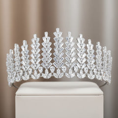 CUBIC ZIRCONIA COLLECTION - EXQUISITE RADIANT TIARA -AHB76