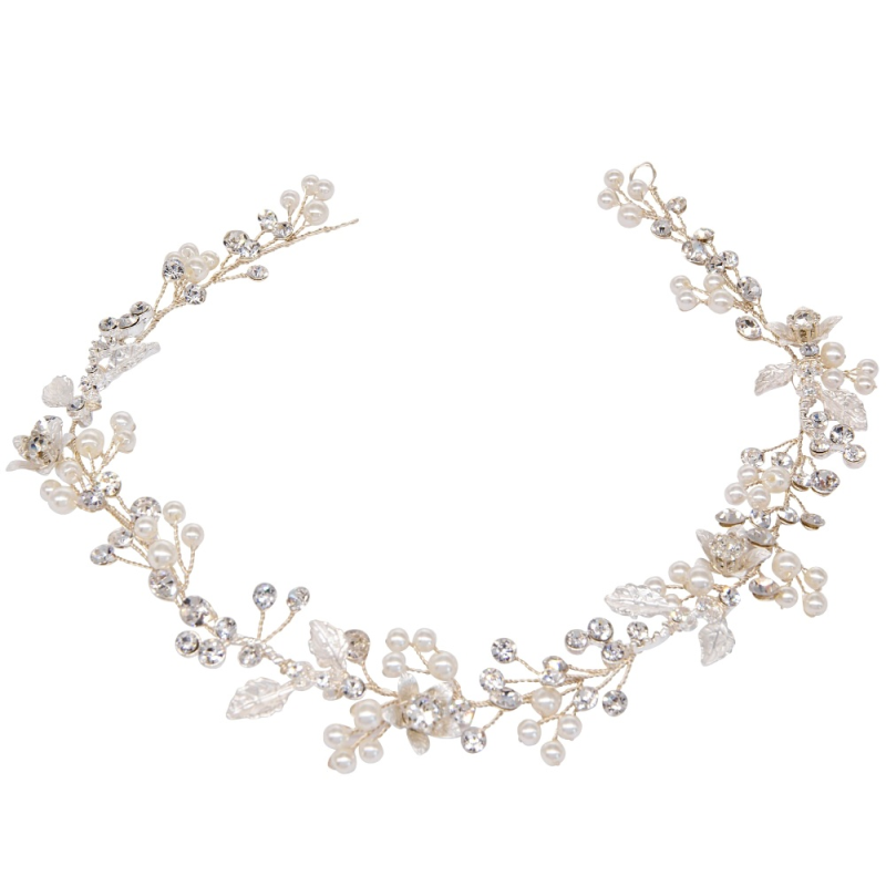 ATHENA COLLECTION - FLORAL EXTRAVAGANCE HAIR VINE - HP178 SILVER