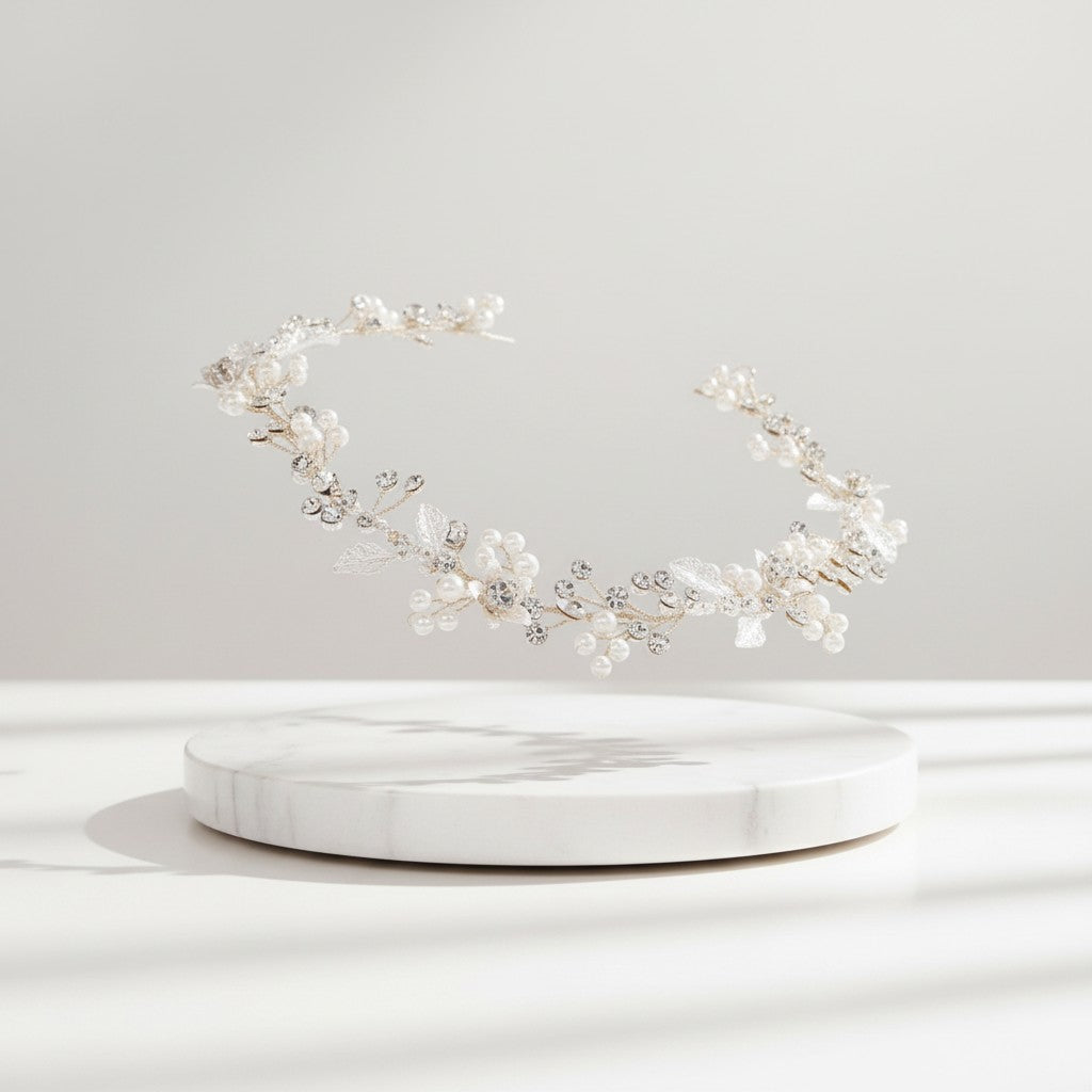 ATHENA COLLECTION - FLORAL EXTRAVAGANCE HAIR VINE - HP178 SILVER