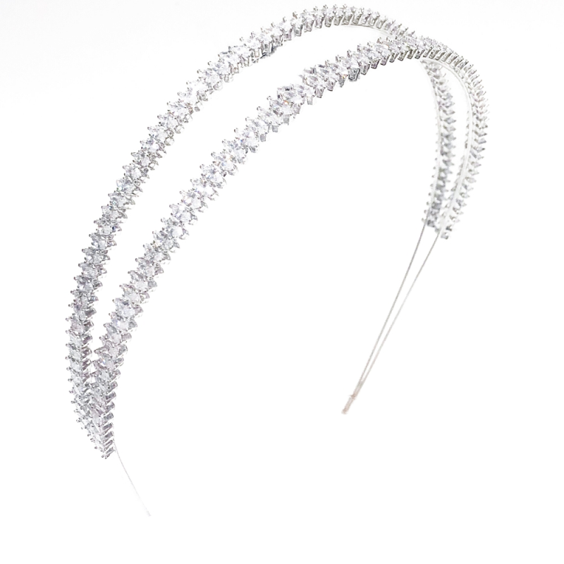 CUBIC ZIRCONIA COLLECTION - SIMULATED DIAMOND HEADBAND - DOUBLE -AHB84