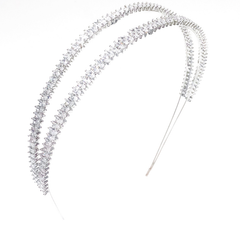 CUBIC ZIRCONIA COLLECTION - SIMULATED DIAMOND HEADBAND - DOUBLE -AHB84