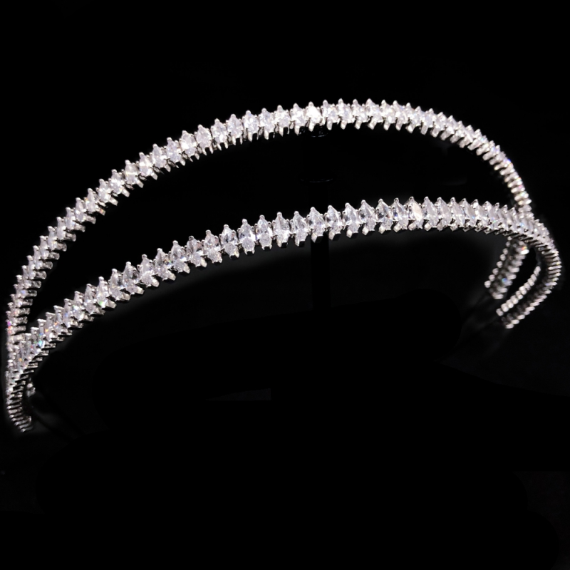 CUBIC ZIRCONIA COLLECTION - SIMULATED DIAMOND HEADBAND - DOUBLE -AHB84
