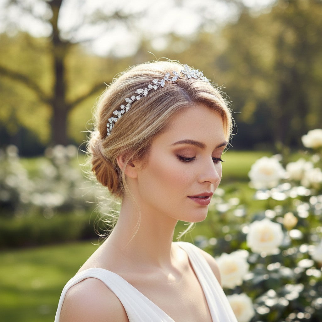 CUBIC ZIRCONIA COLLECTION - BEJEWELLED SIMULATED DIAMOND HEADBAND - AHB90