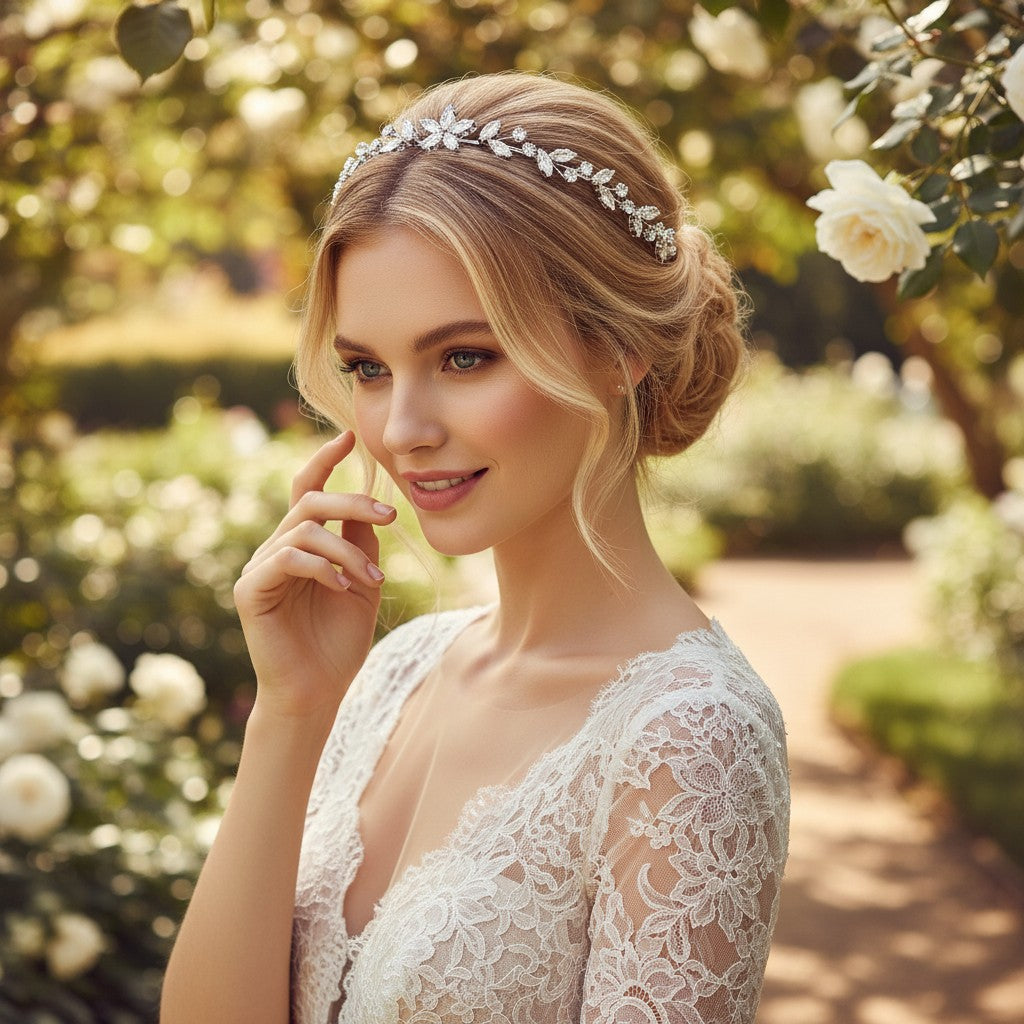 CUBIC ZIRCONIA COLLECTION - BEJEWELLED SIMULATED DIAMOND HEADBAND - AHB90