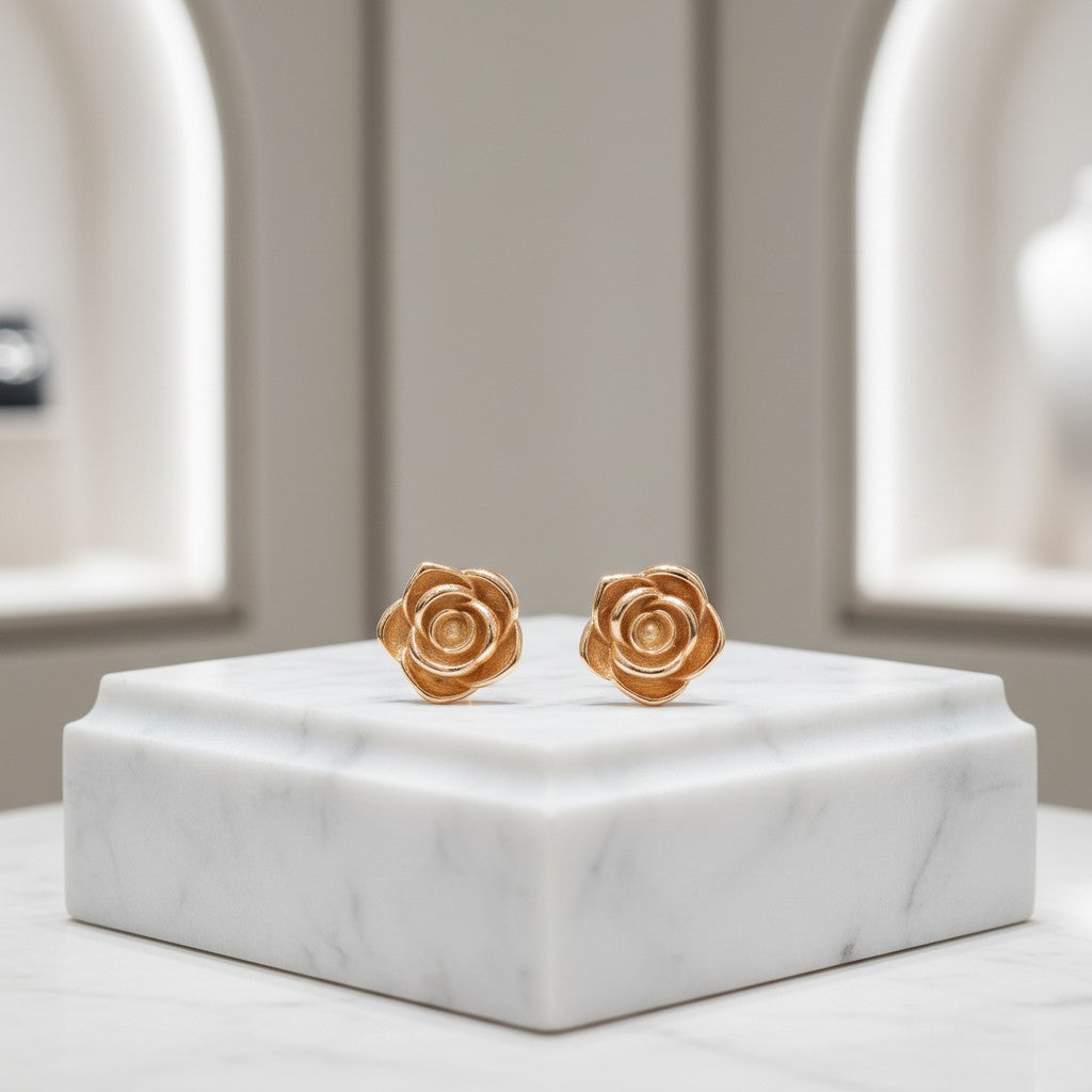 ATHENA COLLECTION - VINTAGE ROSE EARRINGS - CZER574 ROSE GOLD