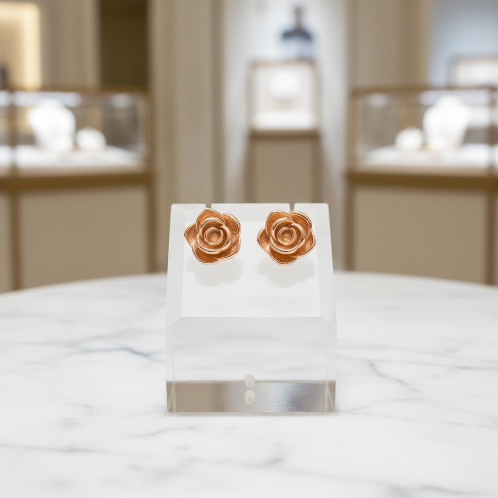 ATHENA COLLECTION - VINTAGE ROSE EARRINGS - CZER574 ROSE GOLD