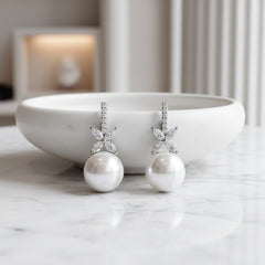 CUBIC ZIRCONIA COLLECTION - ELEGANCE OF PEARL EARRINGS - CZERCZER576