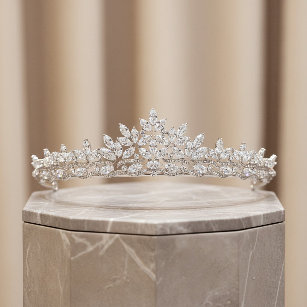 CUBIC ZIRCONIA COLLECTION - DIVINE CRYSTAL TIARA - AHB108