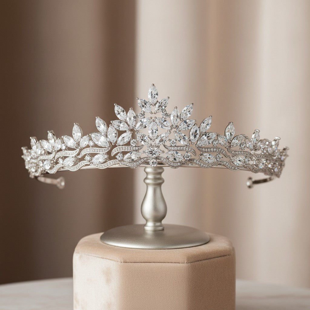 CUBIC ZIRCONIA COLLECTION - DIVINE CRYSTAL TIARA - AHB108