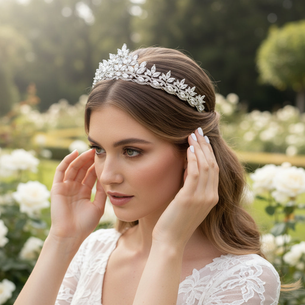CUBIC ZIRCONIA COLLECTION - DIVINE CRYSTAL TIARA - AHB108