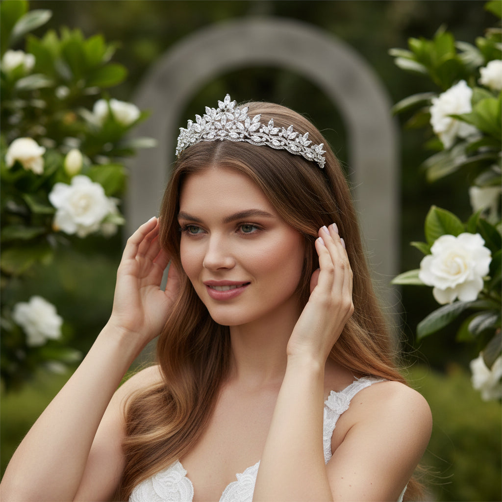 CUBIC ZIRCONIA COLLECTION - DIVINE CRYSTAL TIARA - AHB108