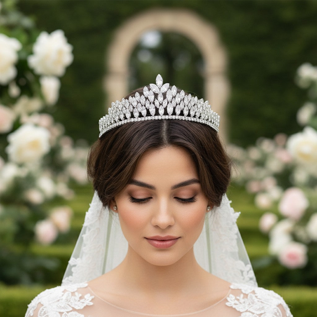 CUBIC ZIRCONIA COLLECTION - CRYSTAL ALLURE TIARA - AHB86