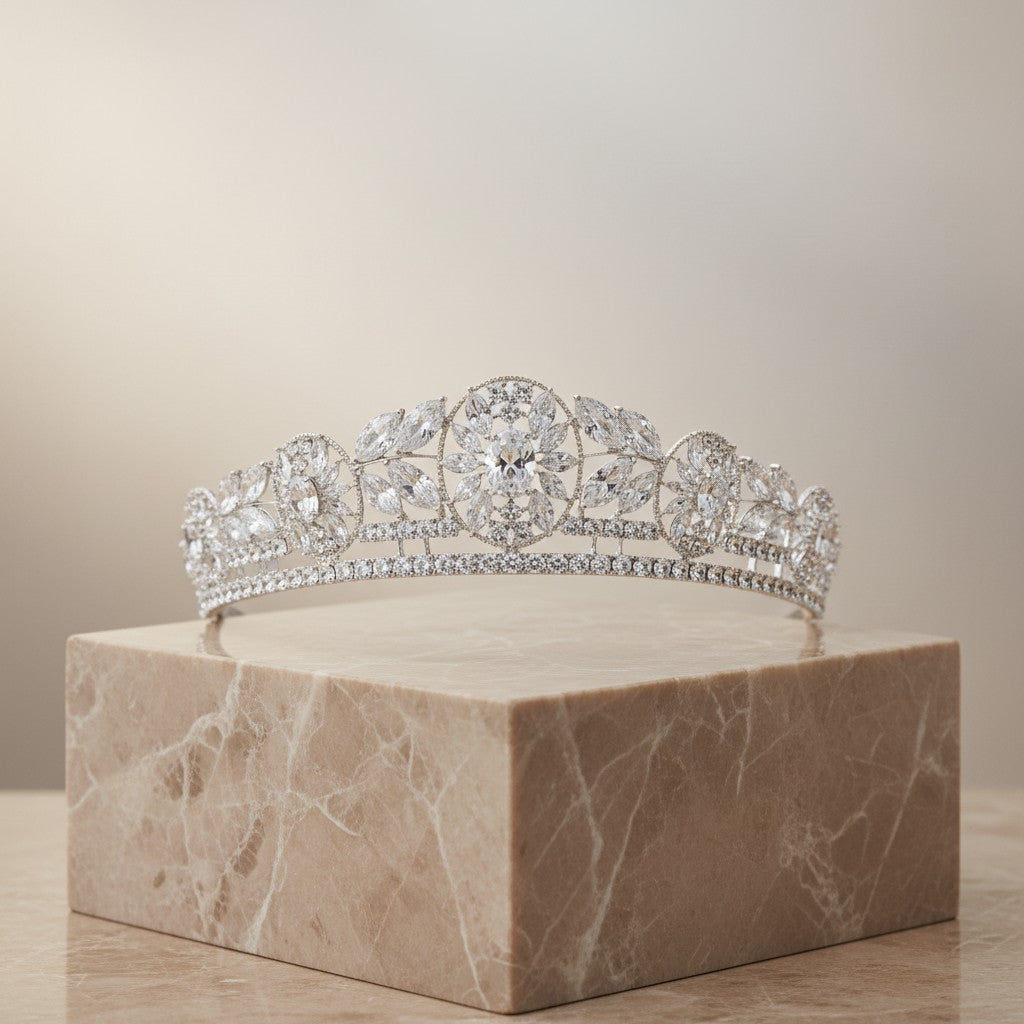 CUBIC ZIRCONIA COLLECTION - STARLET GLAM TIARA - AHB87