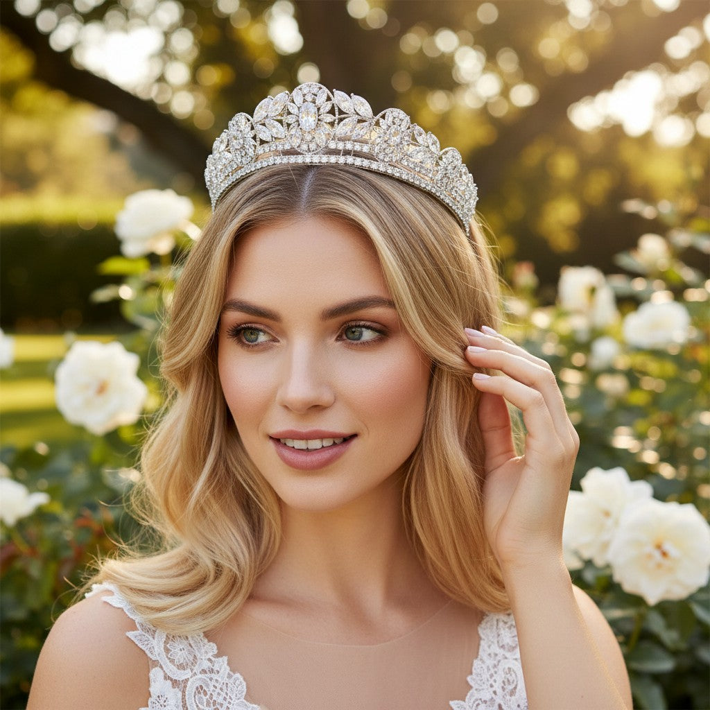 CUBIC ZIRCONIA COLLECTION - STARLET GLAM TIARA - AHB87
