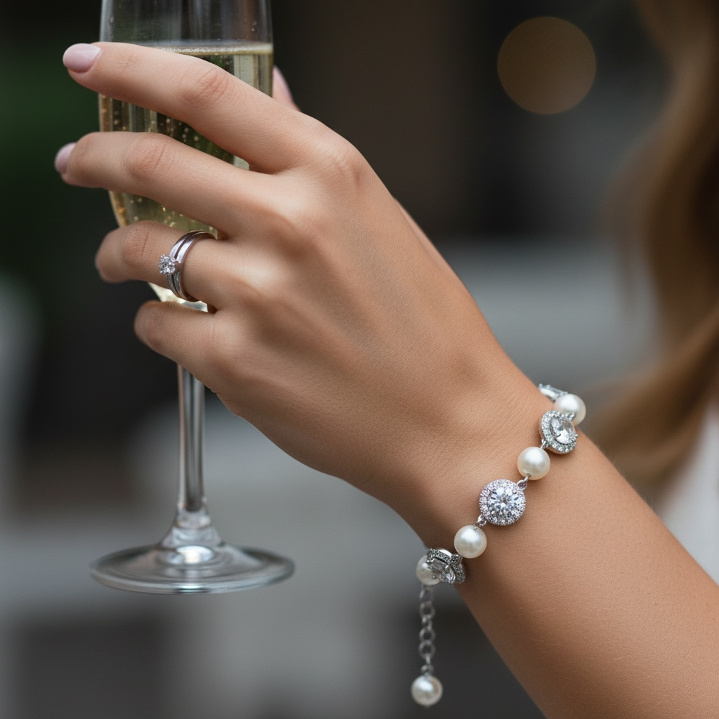 CUBIC ZIRCONIA COLLECTION - DAINTY STARLET BRACELET - BR122- SILVER