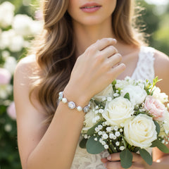 CUBIC ZIRCONIA COLLECTION - DAINTY STARLET BRACELET - BR122- SILVER