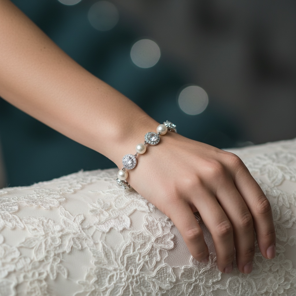 CUBIC ZIRCONIA COLLECTION - DAINTY STARLET BRACELET - BR122- SILVER