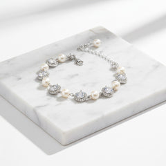 CUBIC ZIRCONIA COLLECTION - DAINTY STARLET BRACELET - BR122- SILVER