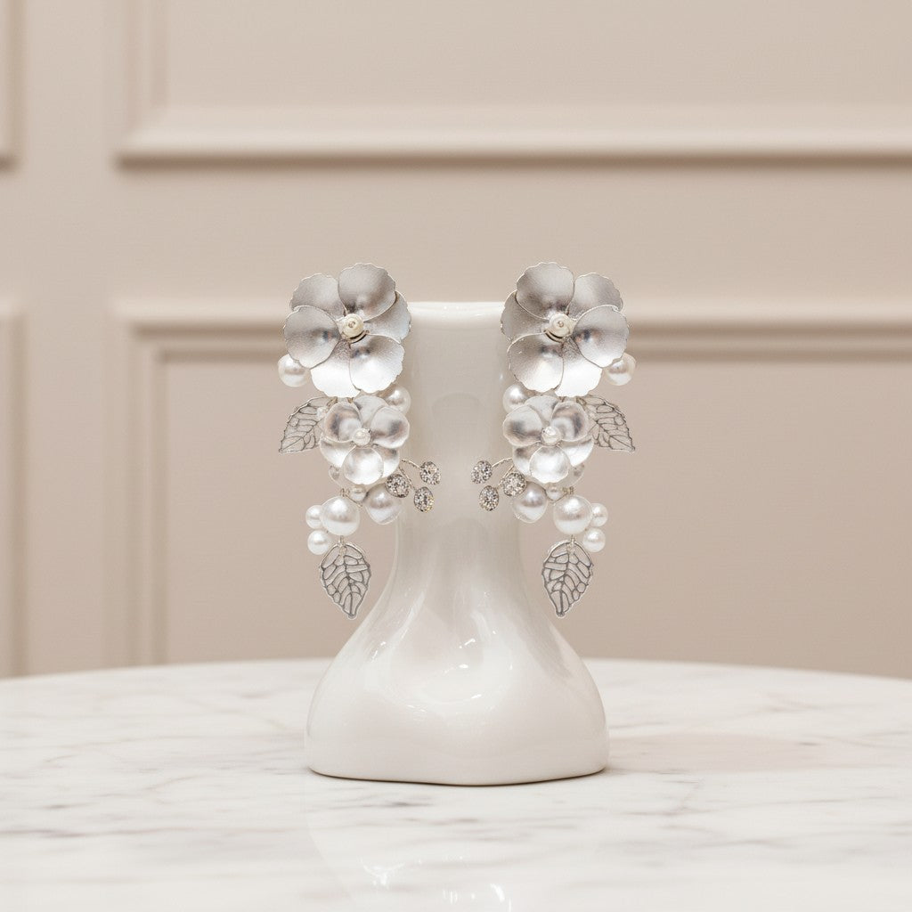ATHENA COLLECTION - PEARLESCENT EARRINGS - CZER582 SILVER