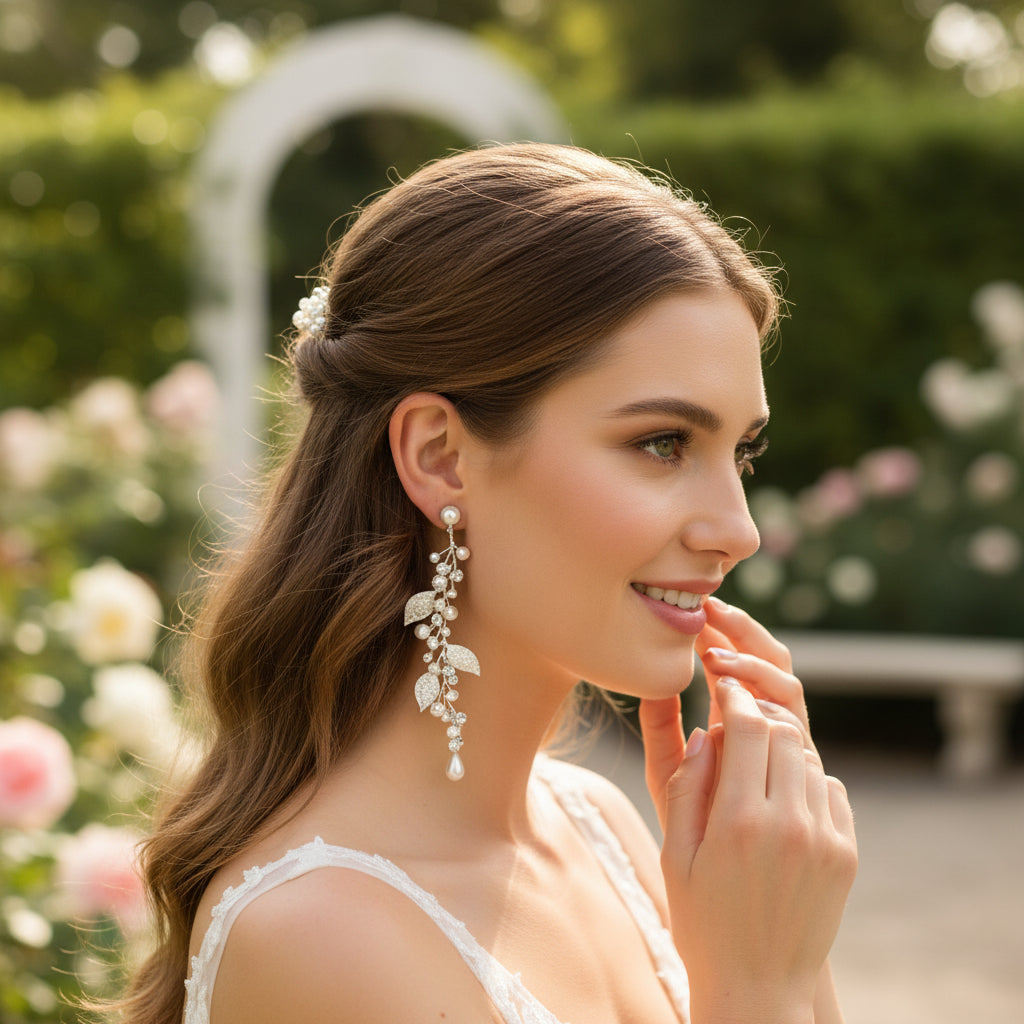 ATHENA COLLECTION - LUXE VINE EARRINGS - CZER584- SILVER