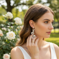 ATHENA COLLECTION - LUXE VINE EARRINGS - CZER584- SILVER