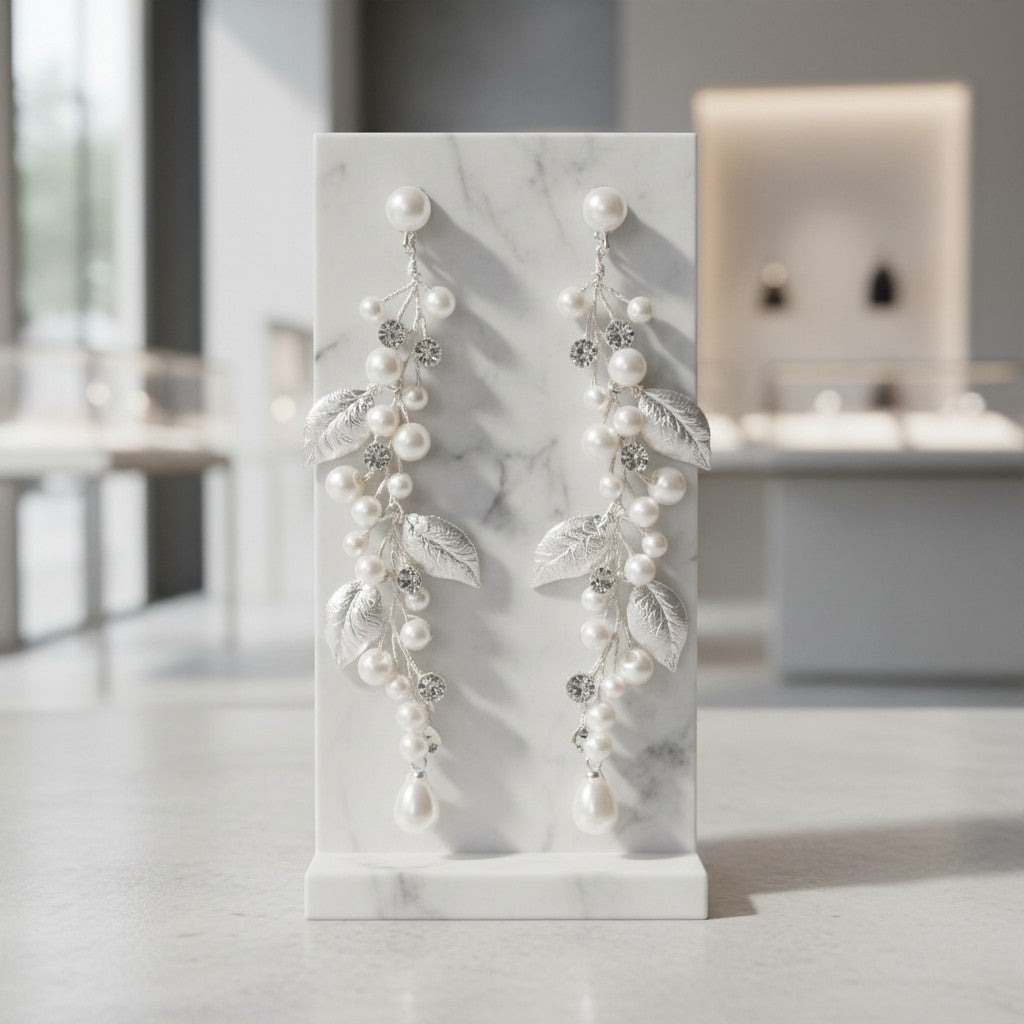 ATHENA COLLECTION - LUXE VINE EARRINGS - CZER584- SILVER