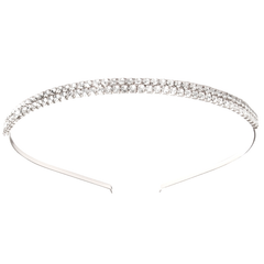 ATHENA COLLECTION - DOUBLE ROW CRYSTAL HEADBAND - SILVER AHB71