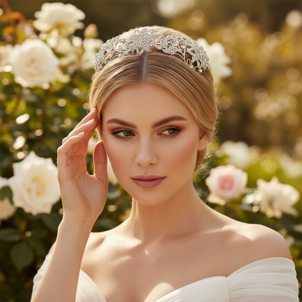 ATHENA COLLECTION - VINTAGE LUXE HEADBAND - AHB102 SILVER