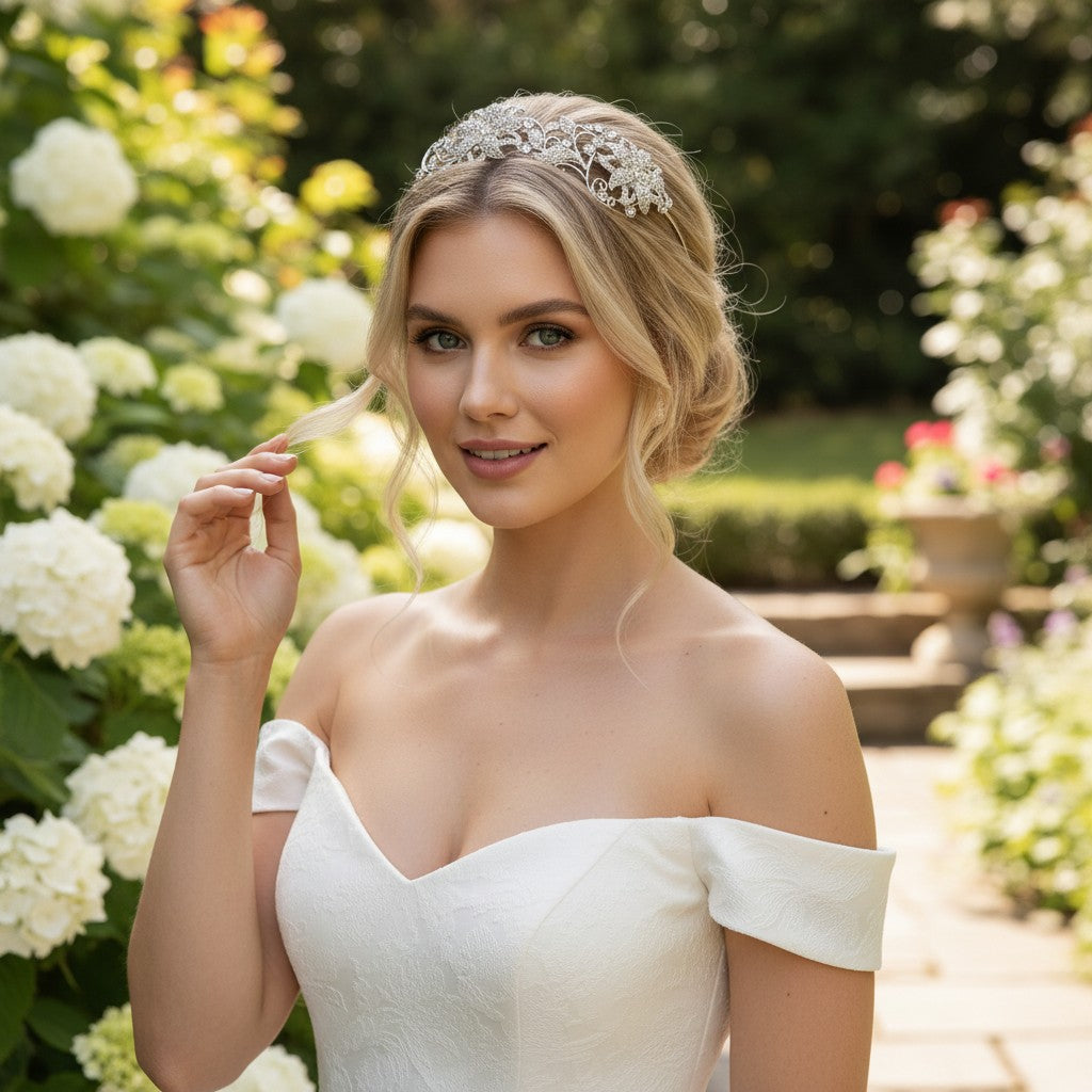 ATHENA COLLECTION - VINTAGE LUXE HEADBAND - AHB102 SILVER