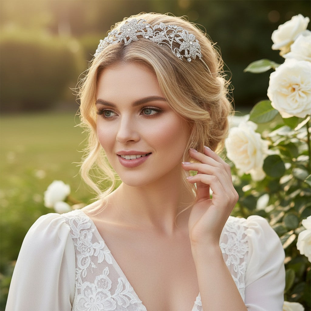 ATHENA COLLECTION - VINTAGE LUXE HEADBAND - AHB102 SILVER