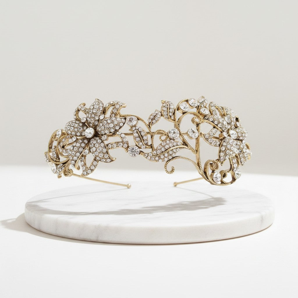 ATHENA COLLECTION - VINTAGE LUXE HEADBAND - AHB102 ANTIQUE GOLD