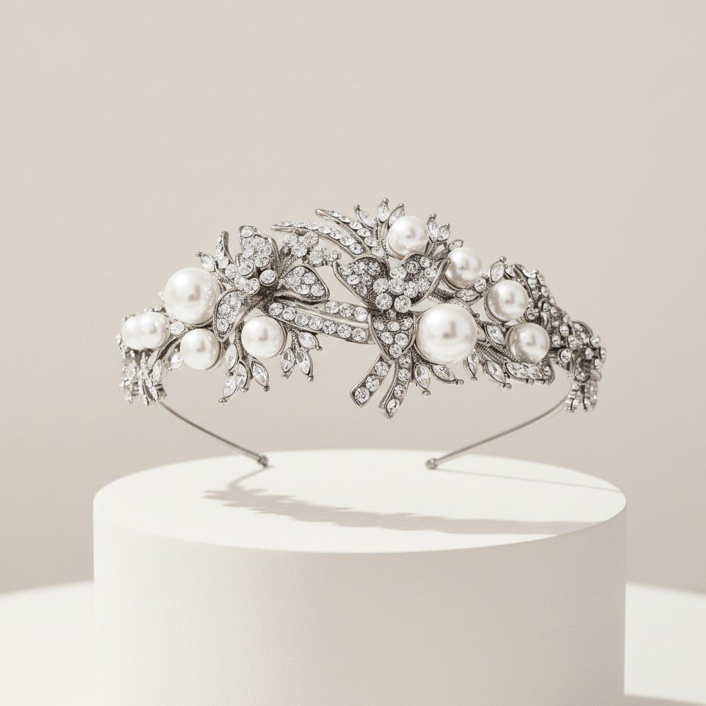 ATHENA COLLECTION - VINTAGE ALLURE HEADBAND - AHB103 SILVER