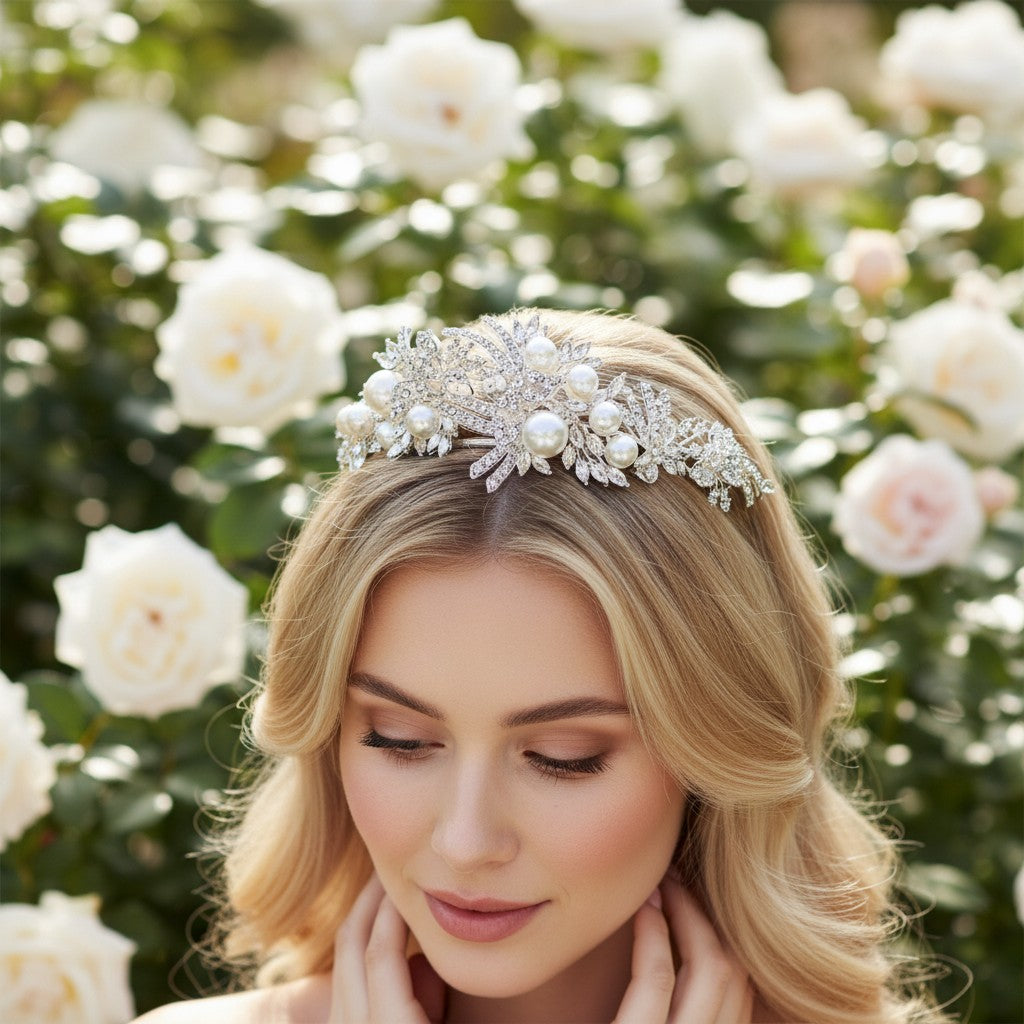 ATHENA COLLECTION - VINTAGE ALLURE HEADBAND - AHB103 SILVER