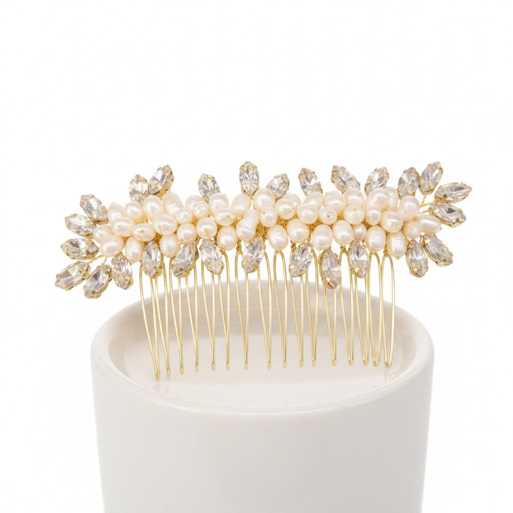 ATHENA COLLECTION - EXQUISITE PEARL COMB - HC202 GOLD
