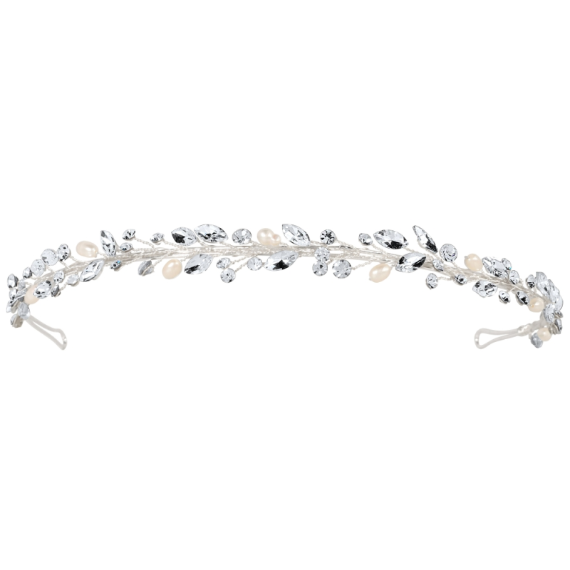 ATHENA COLLECTION - LUXE FRESHWATER PEARL HEADBAND - AHB62 SILVER