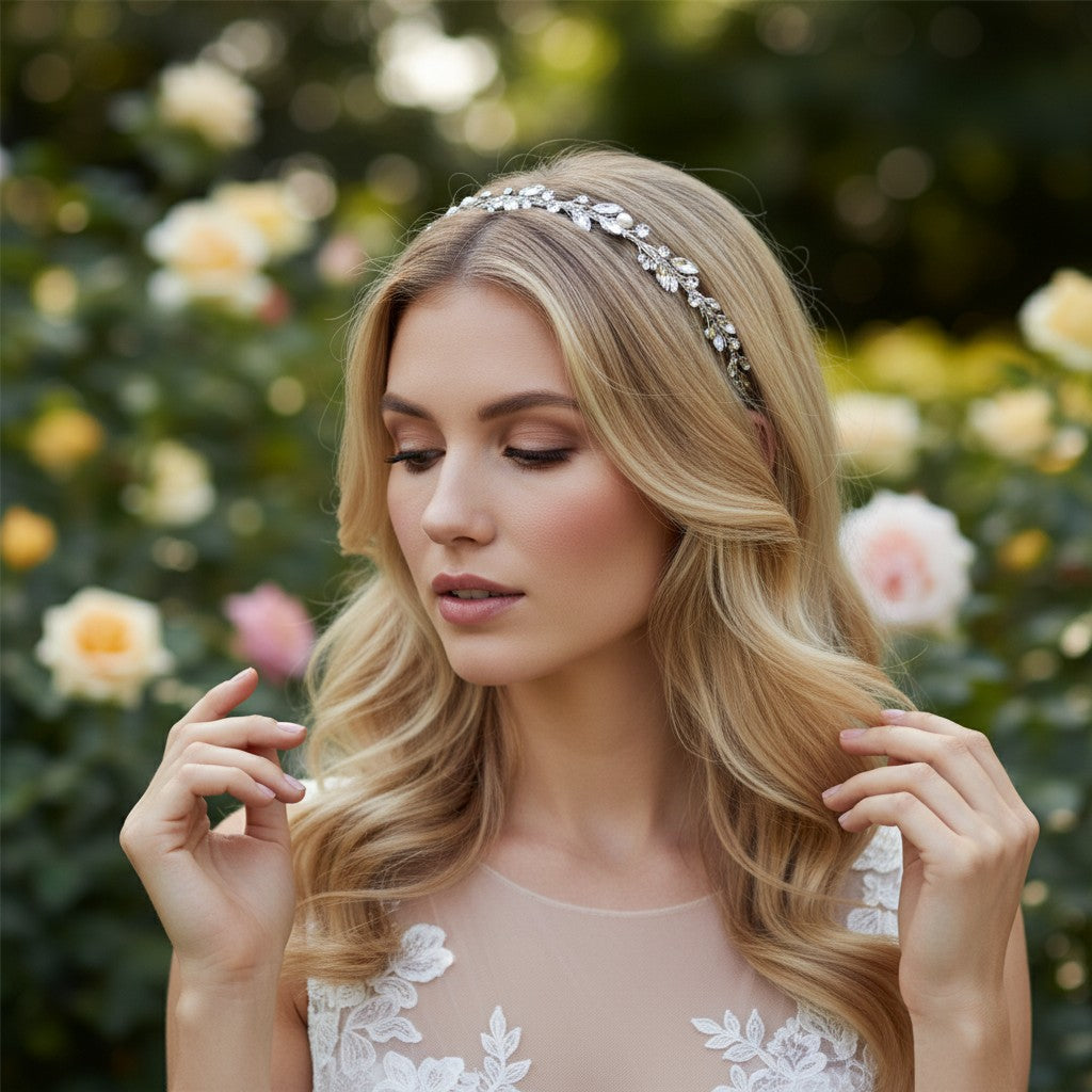 ATHENA COLLECTION - LUXE FRESHWATER PEARL HEADBAND - AHB62 SILVER